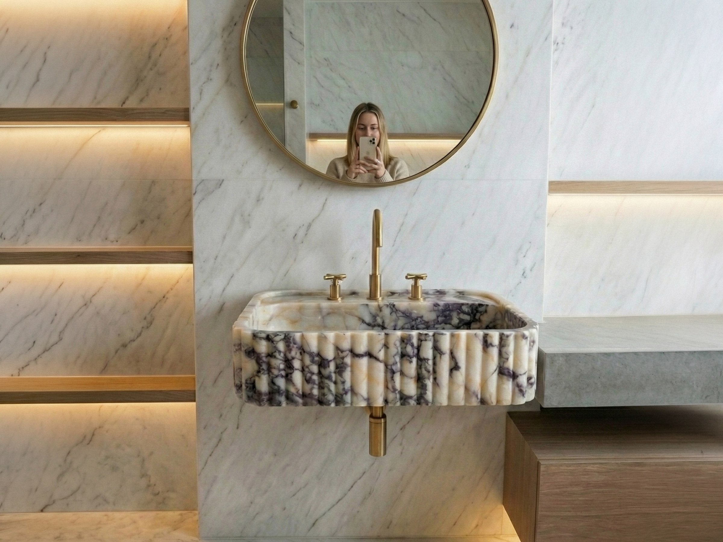 Calacatta Viola Marble Vessel Sink for Luxury Bathroom - bathroom vanity