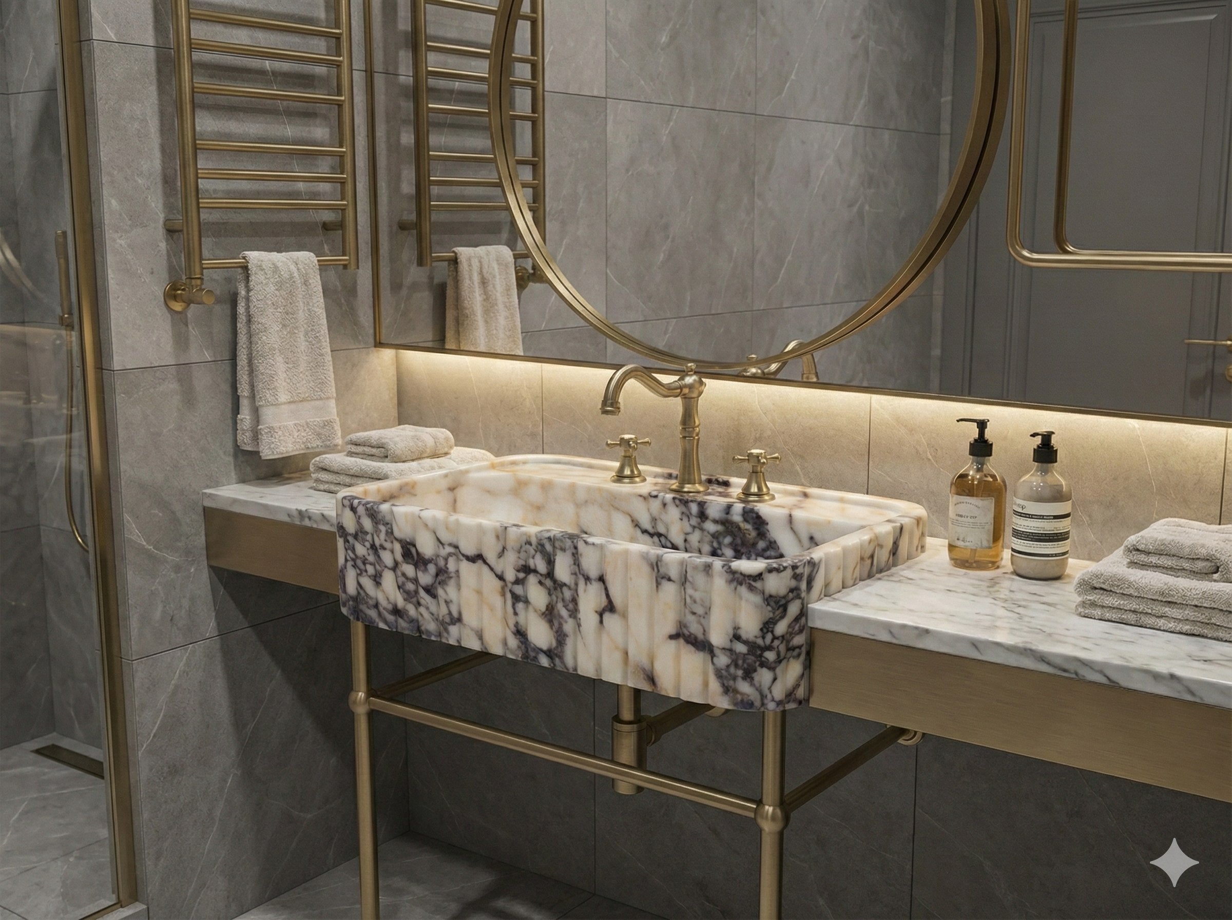 Calacatta Viola Marble Vessel Sink for Luxury Bathroom - detail view 13