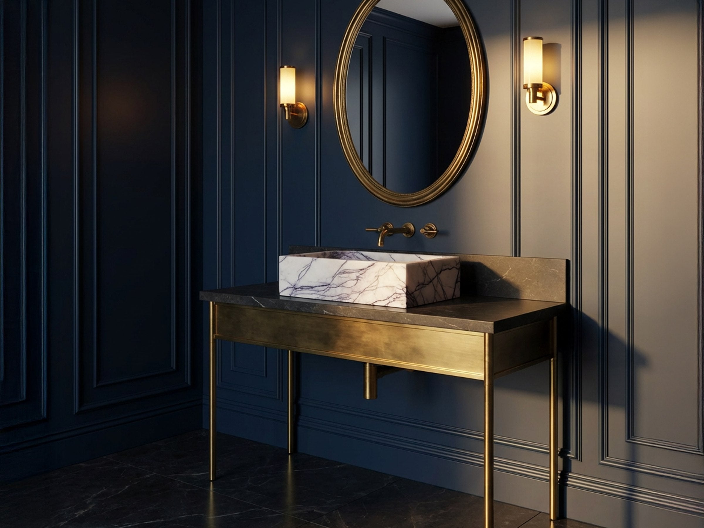 Calacatta Viola Marble Vessel Sink for Modern Vanity - calacatta viola sink