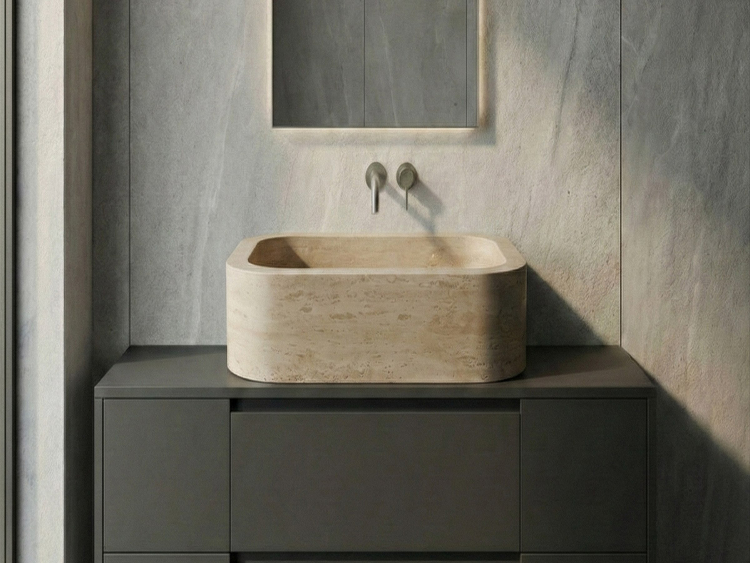 Travertine Bathroom Sink for Modern Vanity - marble sink