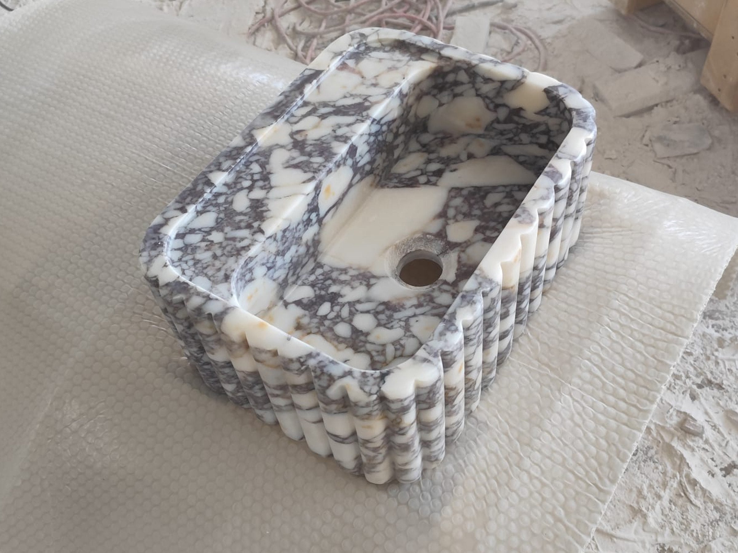 Calacatta Viola Fluted Marble Sink - calacatta viola sink