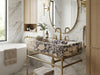 Calacatta Viola Marble Console Sink with Brass Stand - luxury calacatta