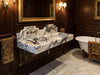 Calacatta Viola Marble Sink with Brass Stand - luxury marble vanity