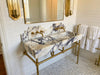Calacatta Viola Marble Sink with Brass Stand - handcrafted marble sink