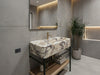 Calacatta Viola Marble Sink with Metal Stand - handcrafted marble sink