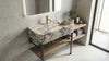 Surface detail of Calacatta Viola marble used for a custom marble sink