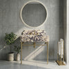 Hand-carved sink with backsplash profile for a custom marble bathroom sink