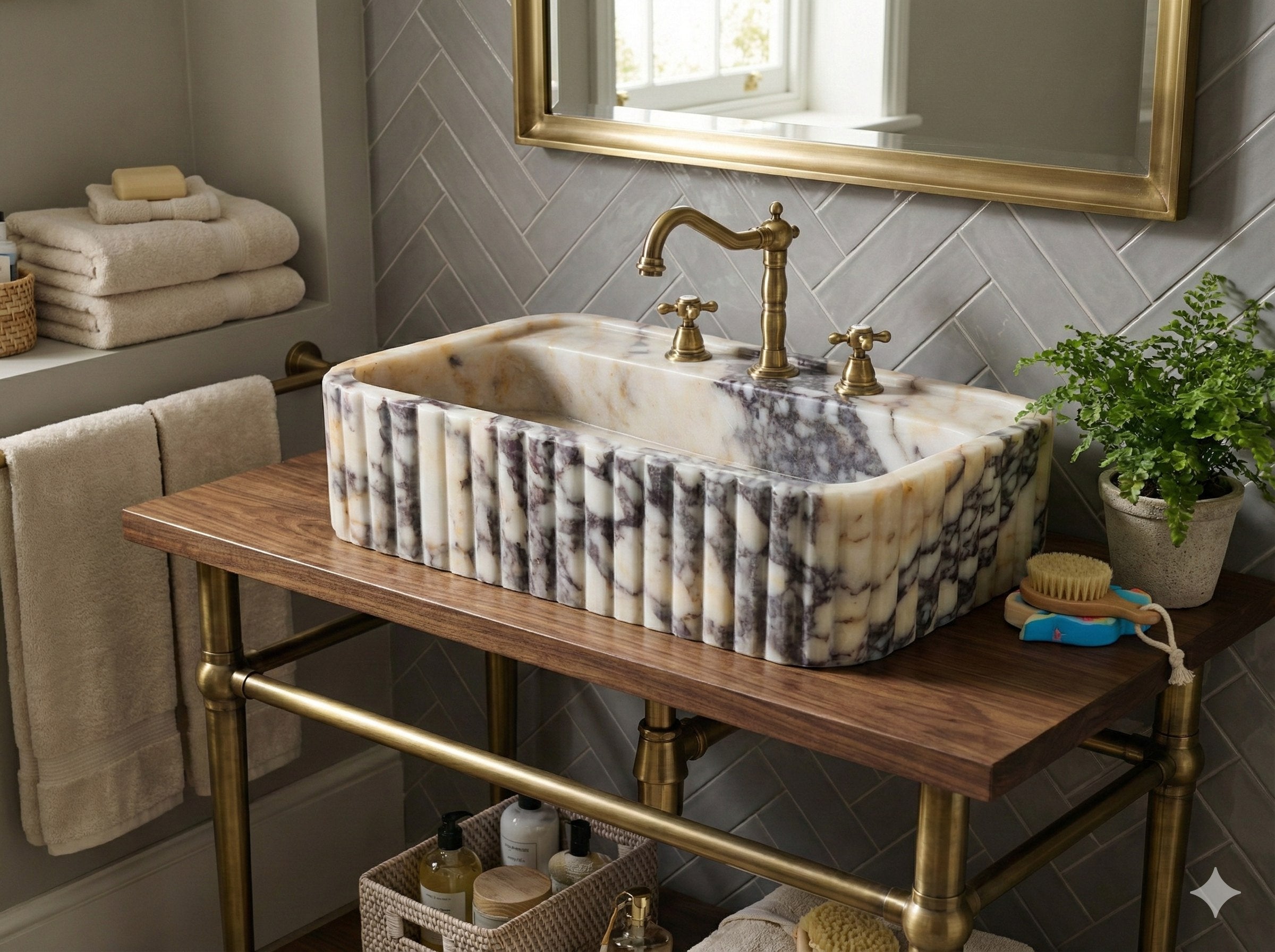 Calacatta Viola Marble Vessel Sink for Luxury Bathroom - detail view 12