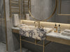 Close-up of Calacatta Viola marble veining on a Calacatta Viola marble vessel sink