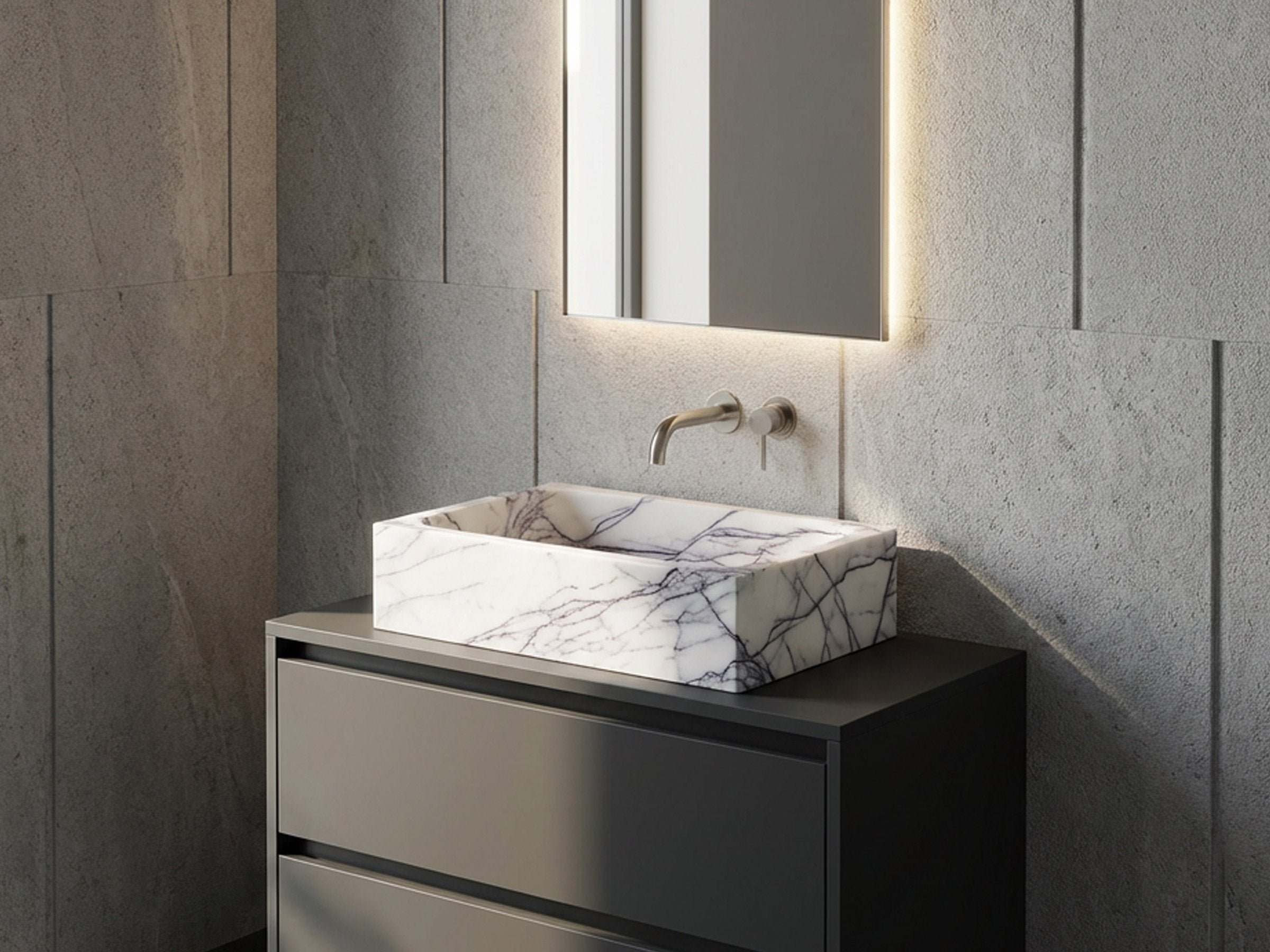 Calacatta Viola Marble Vessel Sink for Modern Vanity - calacatta viola gold marble sink