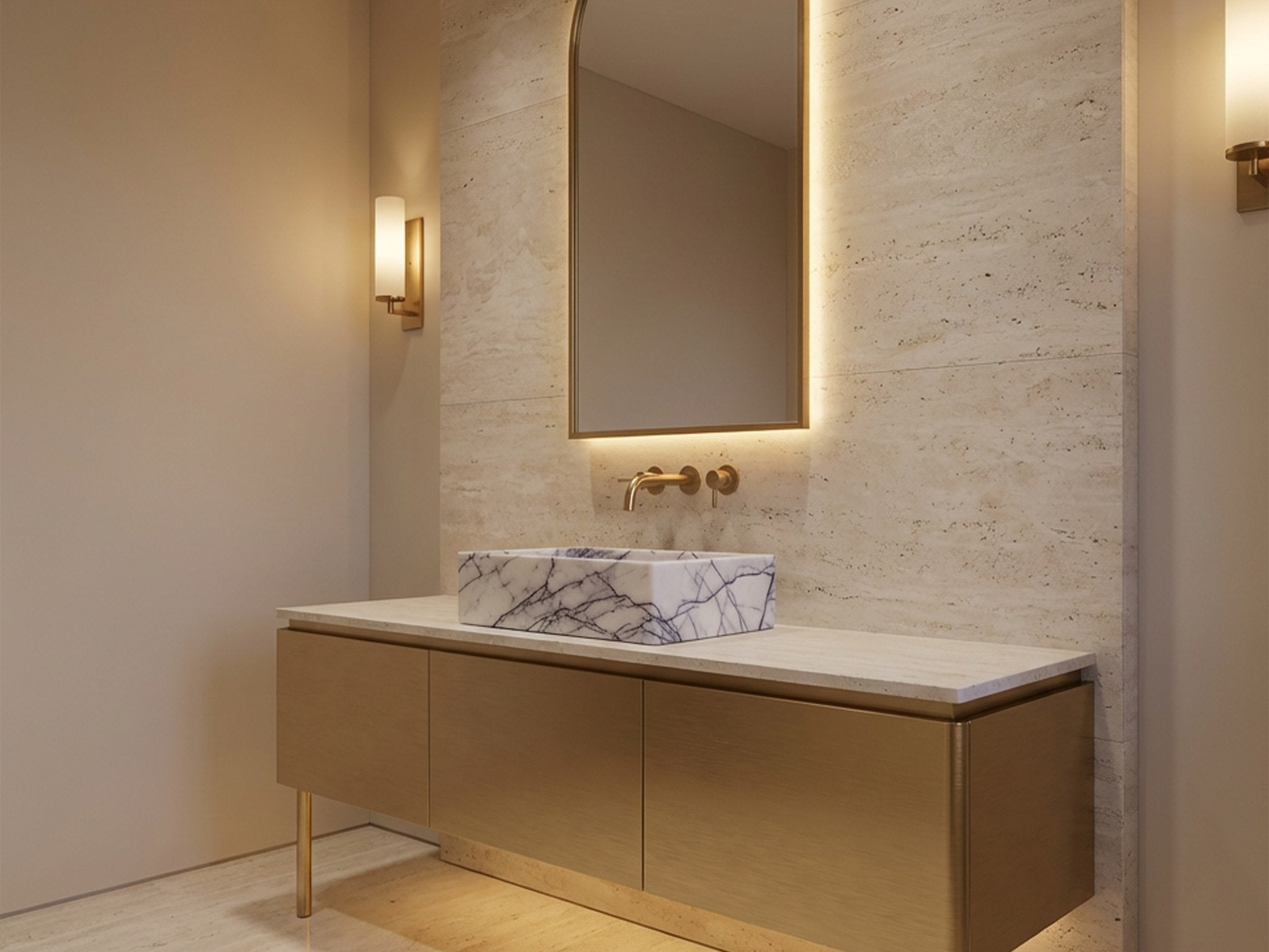 Calacatta Viola Marble Vessel Sink for Modern Vanity - handcrafted marble sink