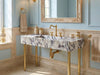 Long Calacatta Viola Marble Sink with Brass Stand - calacatta viola marble sink