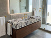 Long Calacatta Viola Marble Sink with Brass Stand - luxury calacatta