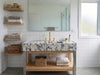 Long Calacatta Viola Marble Sink with Brass Stand - marble vanity