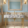 Made-to-order Calacatta Viola marble sink detail for residential and hotel projects