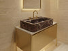Rosso Levanto Fluted Marble Sink - custom size marble sink