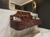 Rosso Levanto Marble Sink with Backsplash - handcrafted marble sink