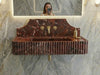 Rosso Levanto Marble Sink with Backsplash - rosso marble sink
