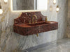 Rosso Levanto Marble Sink with Backsplash - rosso levanto sink