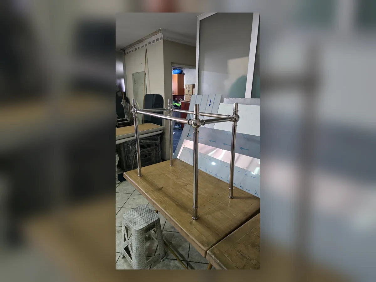 Nickel finish stand option for a custom marble sink